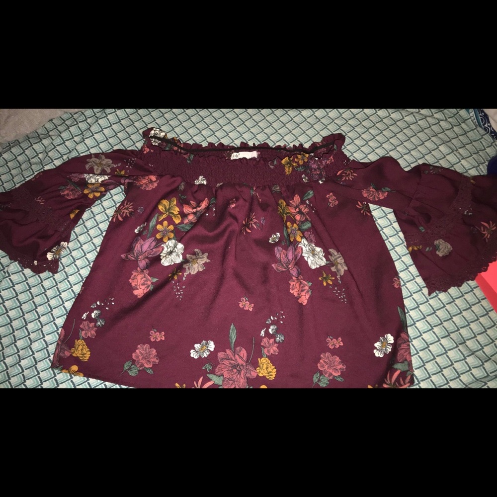 Floral off the shoulder shirt
